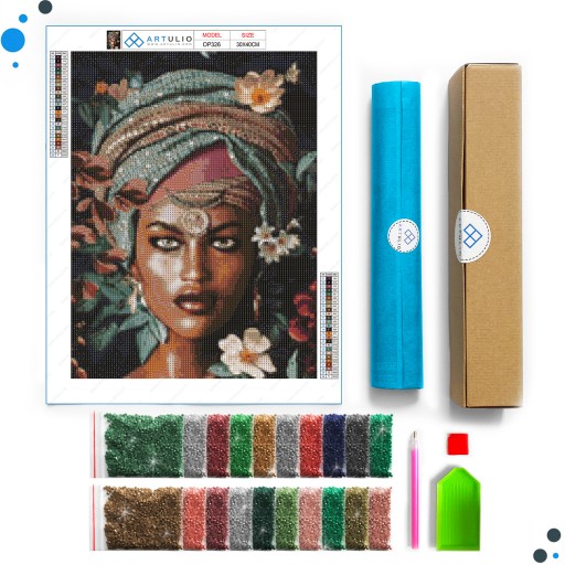 Diamantové vyšívanie pre deti mozaika diamantová maľba žena turban Afrika