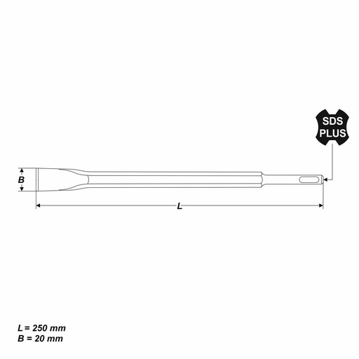 SDS-Plus sekáč Plochý úzky 250 mm