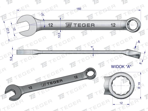 Kombinovaný kľúč TEGER 12 mm
