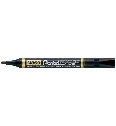 Permanentný popisovač PENTEL N860, čierny, skosený koniec.