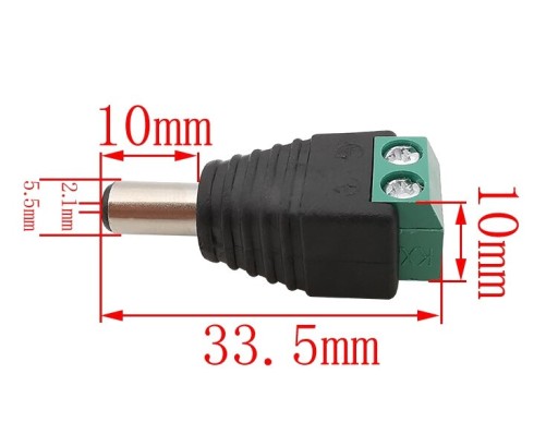 852 CCTV zástrčka 5,5 x 2,1 mm kruhový zástrčkový konektor