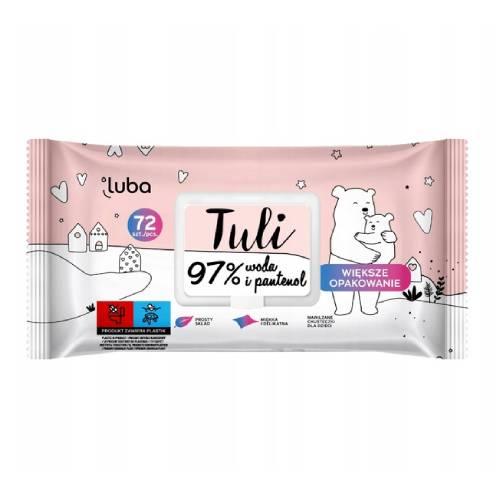 LUBA Tuli Vlhčené obrúsky pre deti, 97% voda a panthenol, 72 ks.