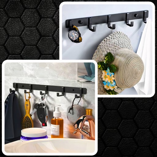 Kúpeľňový panel háčiky Vešiak Strong Black Wall Loft Závesná kúpeľňa