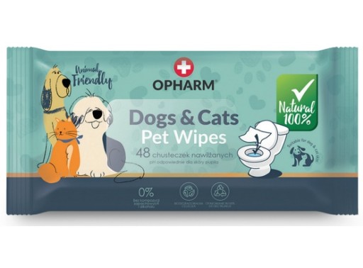 Opharm Dogs & Cats Pet Wipes - vlhčené obrúsky pre psov a mačky 48 ks