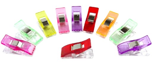 Spony, štipce, sponky, krajčírske sponky na látky, mix farieb, 10 ks.