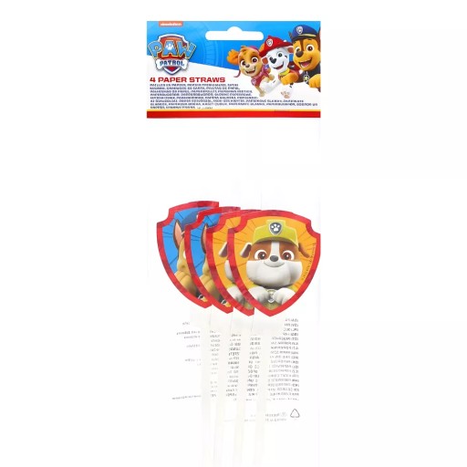 Papierové tuby (slamky) s medailónom Paw Patrol, 4 ks.