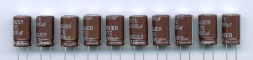 1000uF 16V NÍZKY ESR 1000 µF 16V (10 KS) ELEKTROLYTICKÝ KONDENZÁTOR