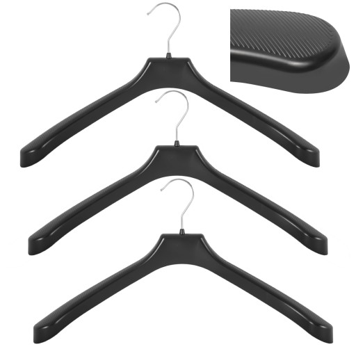 3 x vešiak na šaty čierne univerzálne 50 cm