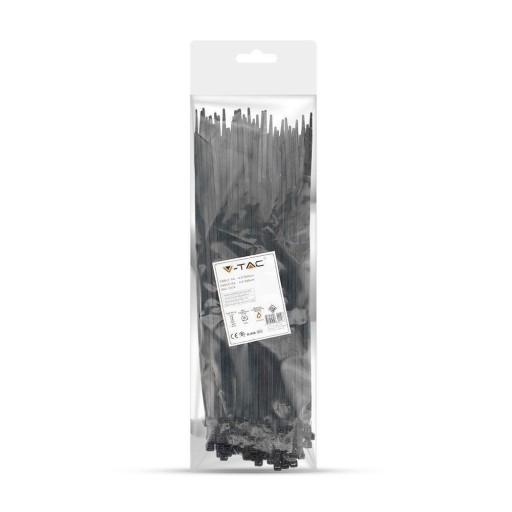 V-TAC upínací pás 4,5 x 300 mm Čierny 22 kg Nylon66 (balenie po 100 ks) VT-6129
