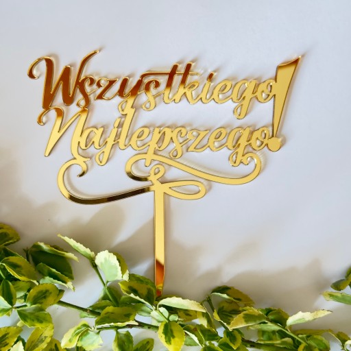 Happy birthday Topper Cake nápis Golden PLEXI Mirror