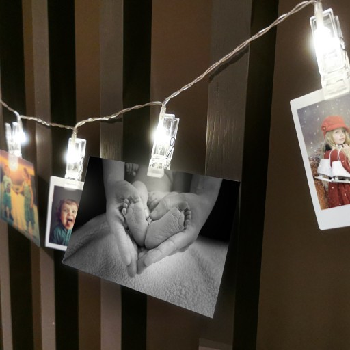 LED lampy, klipy, spony na fotografie, 1,5 m, 10 LED teplá biela, na batérie