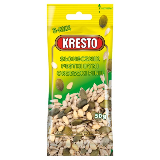 KRESTO Slnečnicové semienka, tekvicové semienka, píniové oriešky 50 g