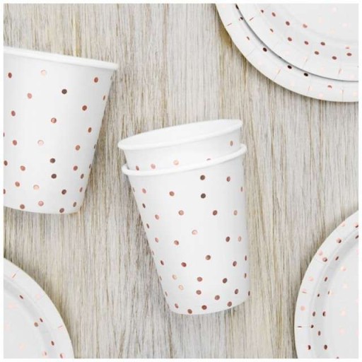 PAPIEROVÝ hrnček DOTS biely 260ml 6 ks