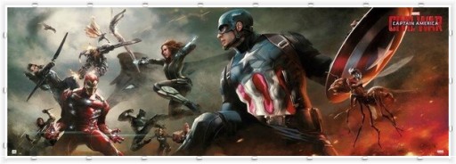 Plagát občianskej vojny Marvel Captain America 158 x 53 cm
