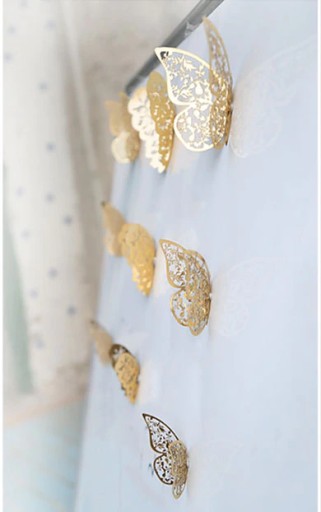 Detské nálepky na stenu 3D Butterfly Gold Openwork