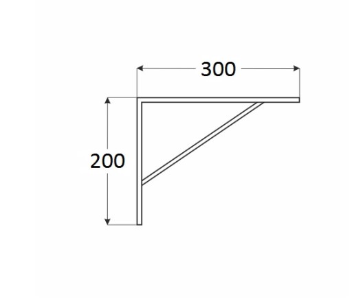 Technická oceľová podpera 300x200x20x3mm biela