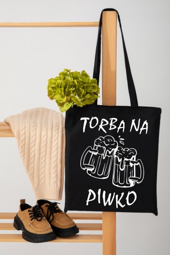 Nákupná taška Cotton Shopper s potlačou čiernej farby ako darček