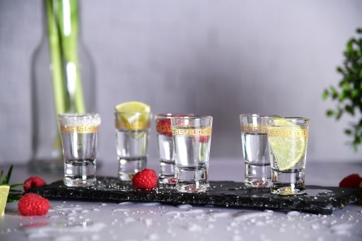 POHÁRE na vodku 25ml, sada 6 ks, grécky motív