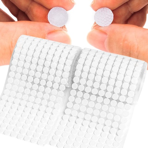 Samolepiace krúžky na suchý zips 15mm 60 párov BIELY