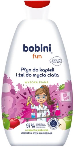 Bobini pena do kúpeľa a telové mlieko pre deti (2v1) jablko 500 ml