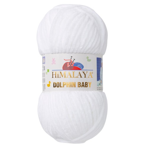 PRIADZA DOLPHIN BABY HIMALAYA BIELA BIELA BIELA 80301 POLYESTER AMIGURUMI