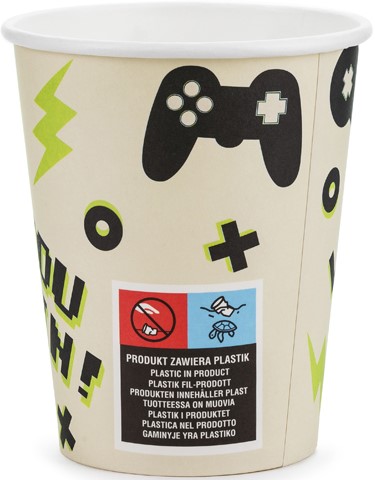 GAMER papierové poháre PRE HRÁČOV NA NARODENINY hranie 220 ml 6 ks
