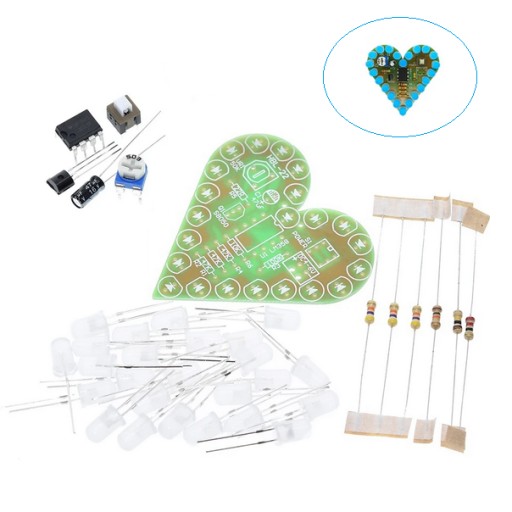 Blikajúce, plávajúce, pulzujúce LED srdce s efektom modrého svetla DIY Kit