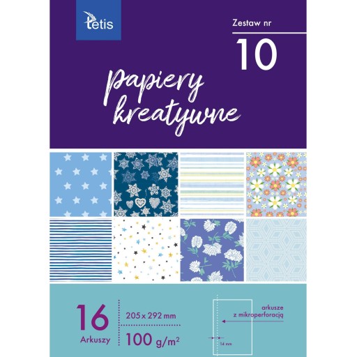 Zošit tvorivých papierov A4 100g. 16 listov TETIS