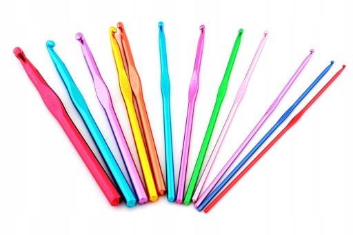 SADA 12 HÁČKOV NA HÁČENIE 2-8MM HLINÍKOVÉ HÁČKY 15CM AG645