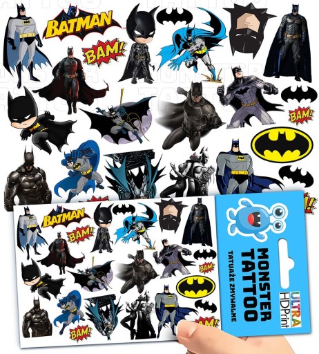 UMÝVAJÚCE DOČASNÉ TETOVANIE PRE DETI DETSKÝ BATMAN ORIGINÁLNE DIZAJNY