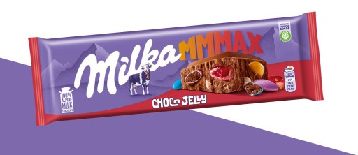 Milka veľká mliečna čokoláda Mmmax Choco Jelly s želé a cukríkmi 250g