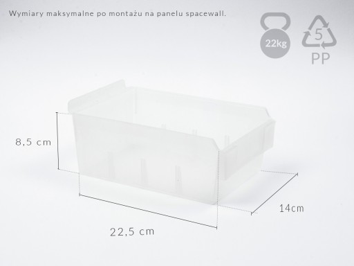 BOX nádoba na Slatwall 14x22x8cm mliečna
