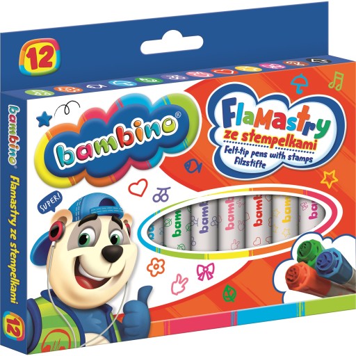 BAMBINO fixy s pečiatkami, 12 farieb, fixky