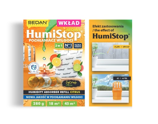 HUMISTOP absorbér vlhkosti AROMA CITRUS originál 280g PZH POLAND certifikát