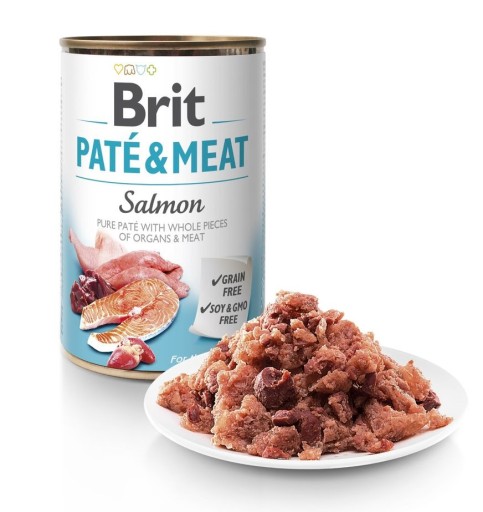 BRIT Pate&Meat Losos mokré krmivo pre psov s lososom 400g BEZ OBILOV