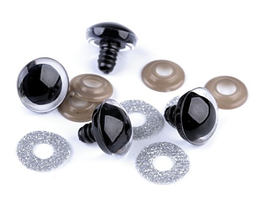 GLITTER SILVER MASCOT EYES 20mm MEDVEĎ