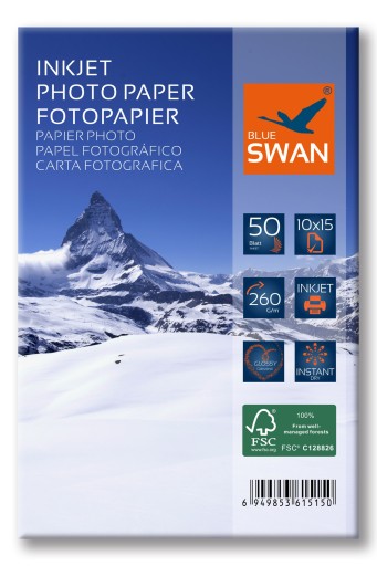 Lesklý fotopapier 10x15 260g 50 ks MODRÁ LABUŤ