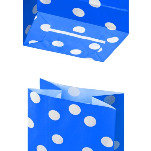 SADA 50 kusov MODRÝCH darčekových vrecúšok s BODKAMI 10x6x26cm na SLADKOSTI
