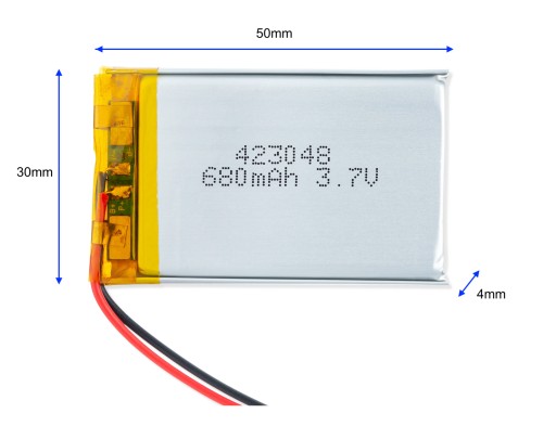 Batéria Li-Poly 680mAh 3,7V JST 423048