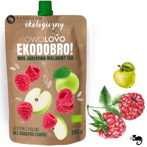 OWOLOVO EKODOBRO bio ovocná pena bez cukru JABLKO MALINA 200g