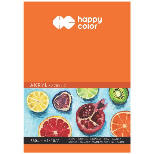 BLOKOVÝ NÁKČET PRE AKRYLÁLOVÝ AKVAREL TEMPERY A4 10 ARK 360G HAPPY COLOR