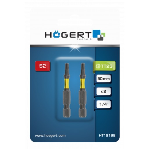 Bit 1/4” 50mm TORX TT25 S2 nárazový 2 ks. Högert HT1S168