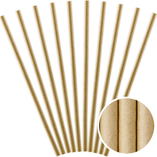 KRAFT neutrálne papierové slamky, EKOLOGICKÉ, ROVNÉ, 10 ks