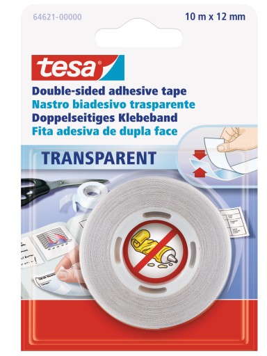 tesa obojstranná priehľadná lepiaca páska do kancelárie a školy 10m x 12mm