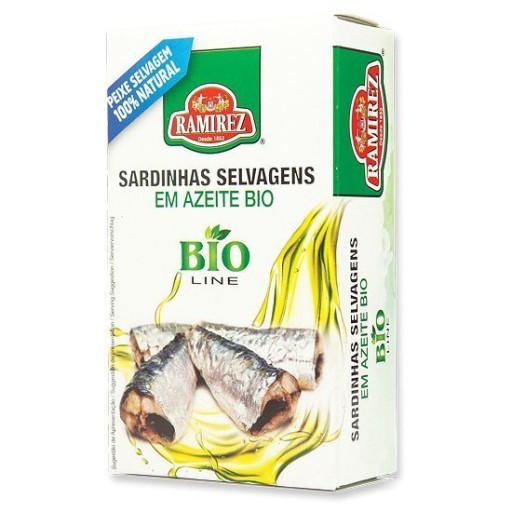 Portugalské sardinky v extra panenskom olivovom oleji BIO 120g Ramirez
