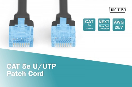 DIGITUS Prepojovací kábel U/UTP kat.5e PVC 10m Čierna