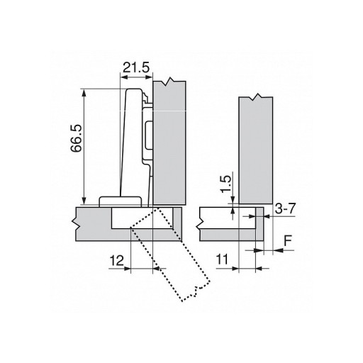 BLUM CLIP 110° pánt rovný, prekrytie 71T3550