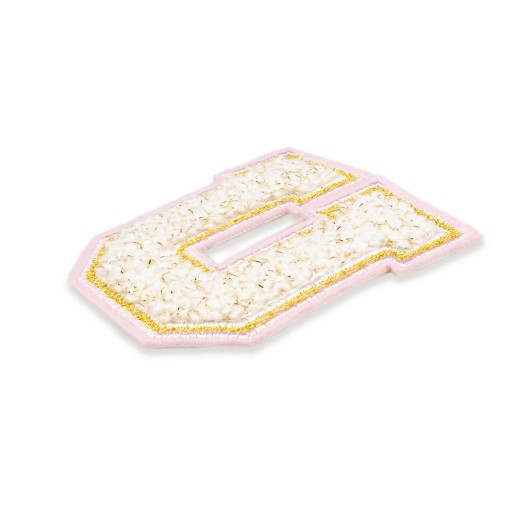 PATCH vyšívané veľké biele PÍSMENO U, písmo nápisu