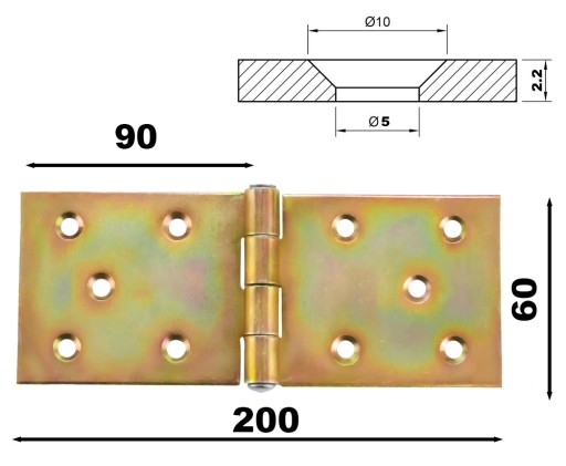 Stavebný záves 60x200 mm pre závesy brány POZINKOVANÉ