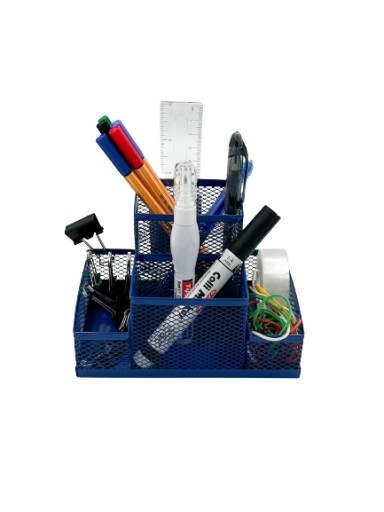 Organizér na stôl Pen&GO 4 priehradky sieťovaná skrinka na náradie PG9056 C Modrá